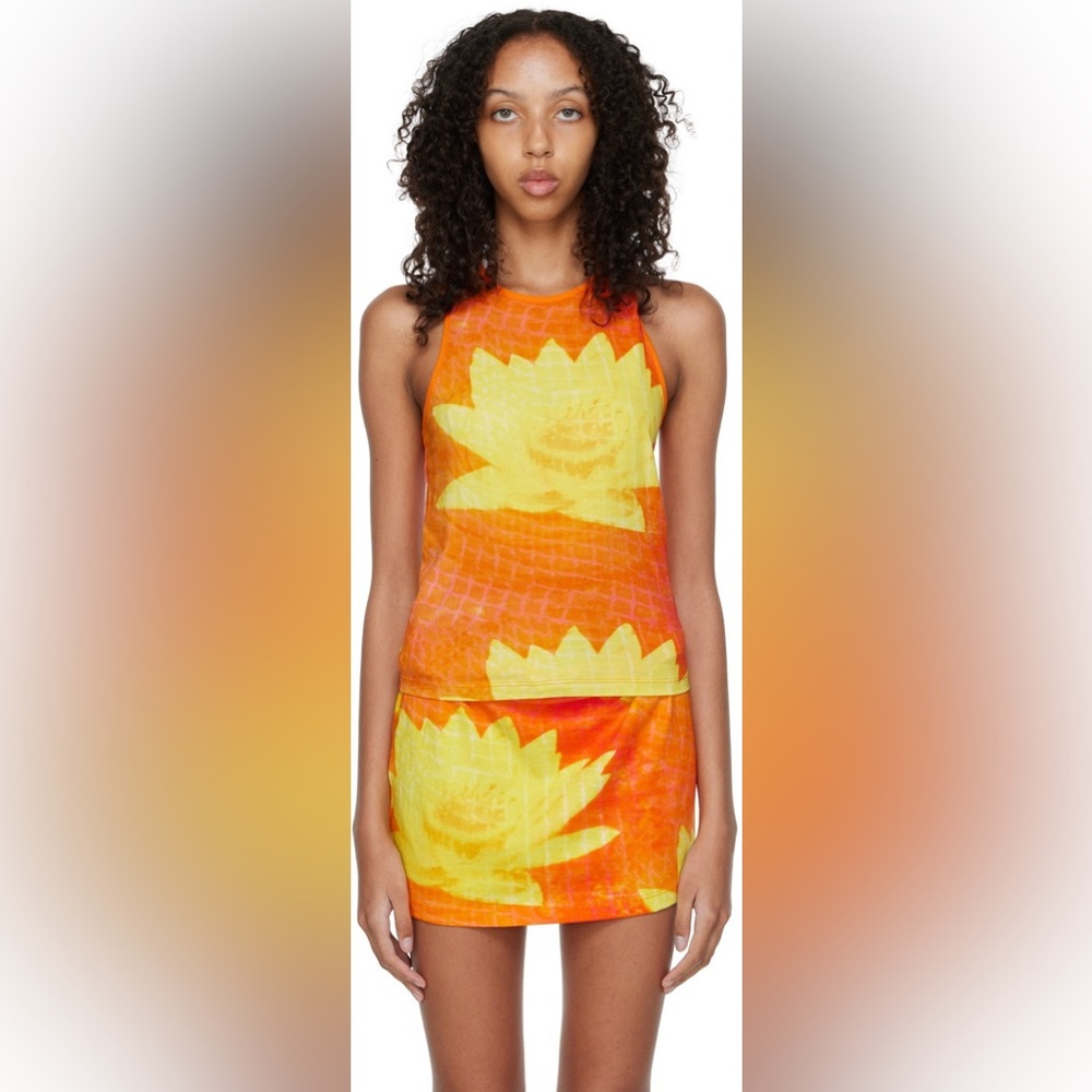 NWOT Gimaguas Exclusive Orange Colombo Tank Top & Miniskirt Matching Set Large